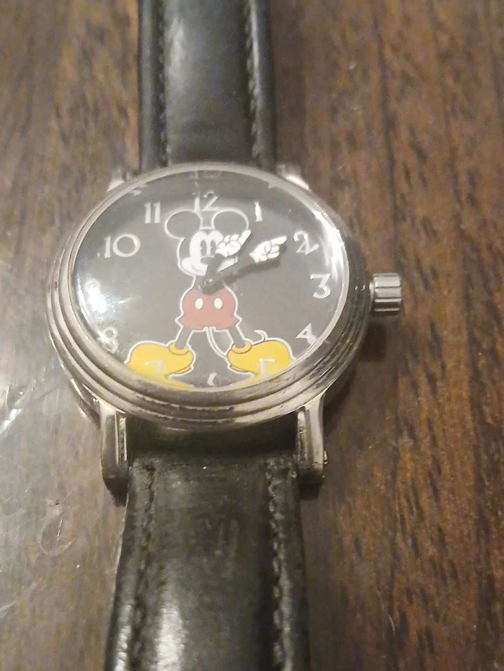 Disney Black Mickey Mouse Wrist Watch with Yellow and Red Accents